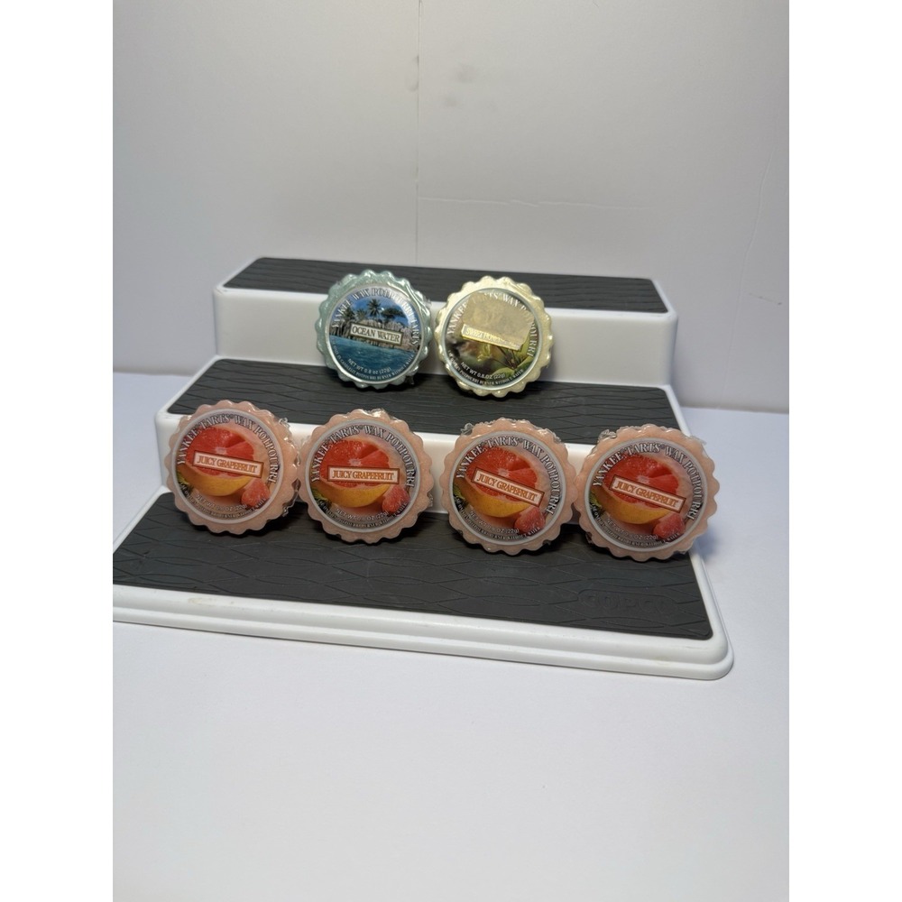 Lot of 6 Yankee Candle Tart .8 Oz Juicy Grapefruit Ocean Water Sweet Honeysuckle
